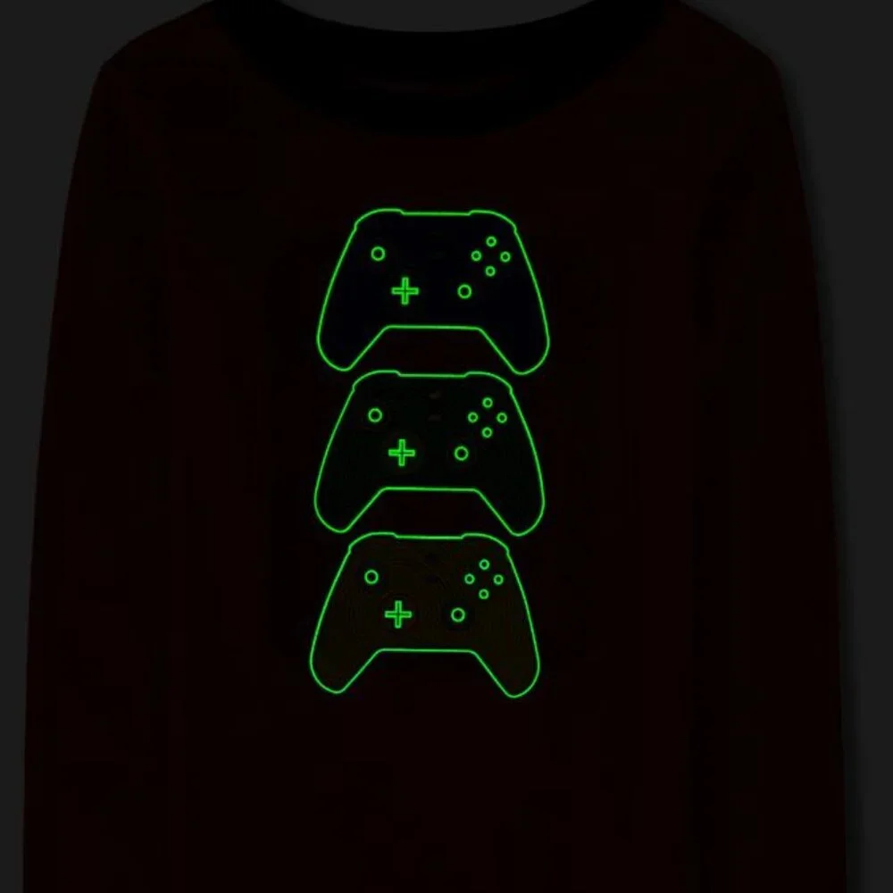 NWT The Children’s Place Boys Glow Gamer Snug Fit Cotton Pajamas Set